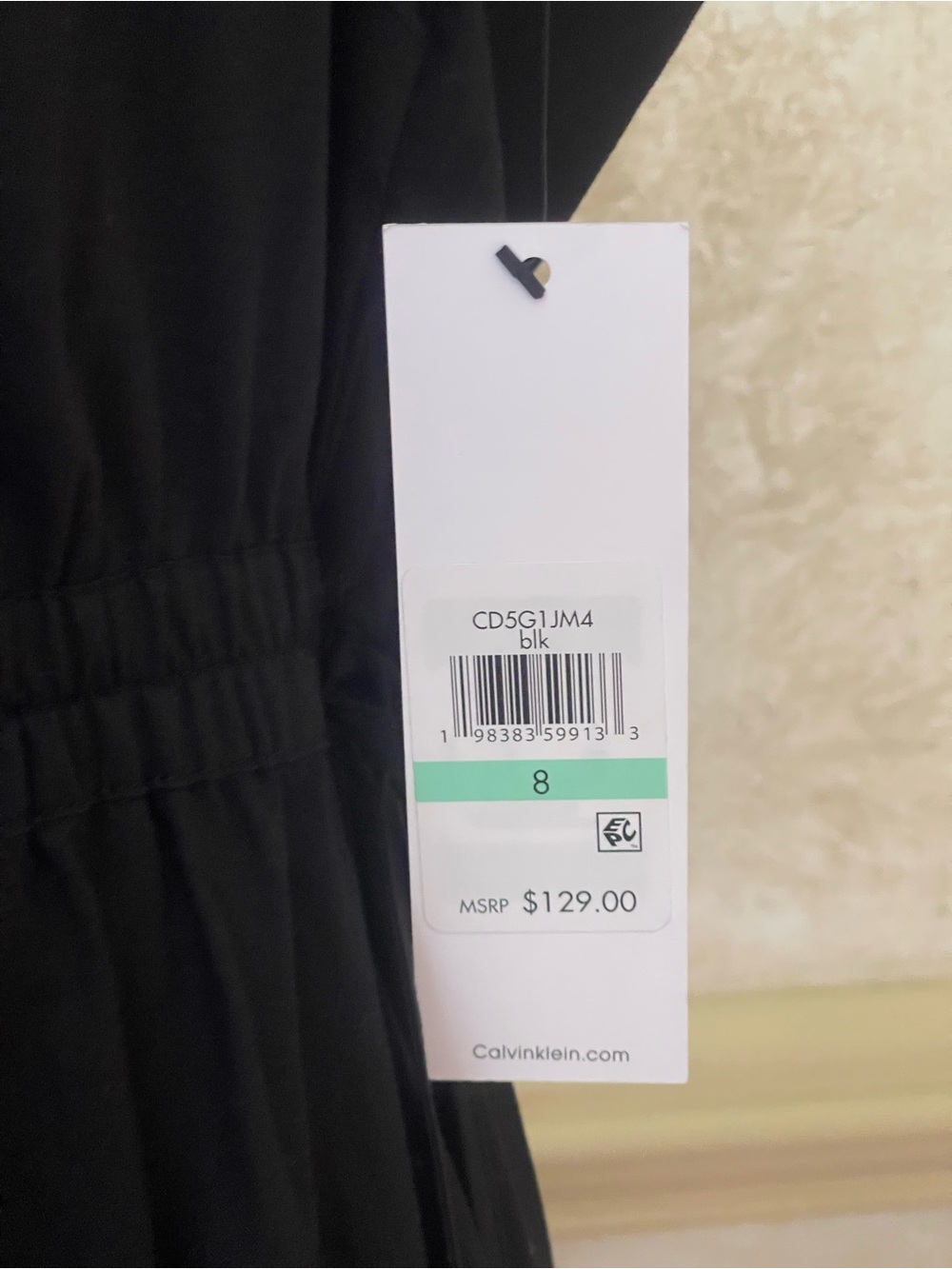 NWT Calvin Klein Black Cotton Midi Shirt Dress Size 8 Open Back Poplin Utility - Picture 3 of 13